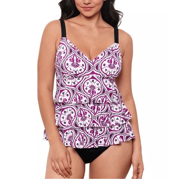 Swim Solutions Other - Women's Printed Tiered Fauxkini One-Piece Swimsuit NWT